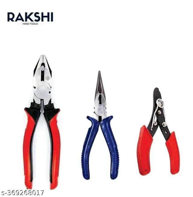 Long Nose Plier with Wire Cutter & Cutting Plier, Multicolor, Set of 3