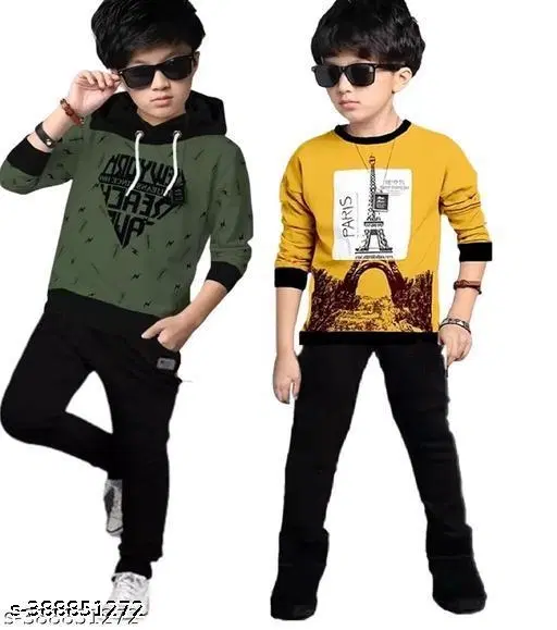 Cotton Clothing Set for Boys, Multicolour, Pack of 2 (4-5 Years)