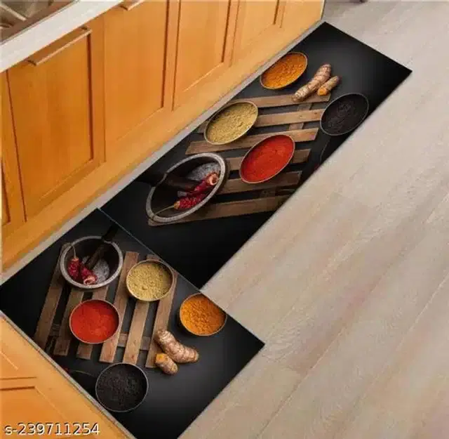 Anti Slip Kitchen Mat, Multicolor, 16x20 inches, Pack of 2