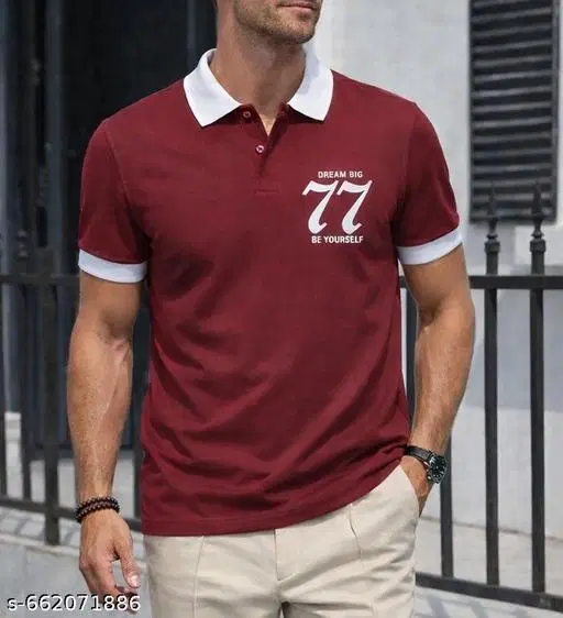 Cotton Blend Printed T-shirt for men, Maroon (3XL)