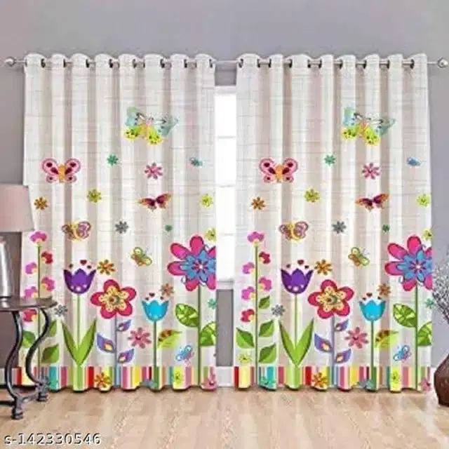 Polyester Window Curtain, Multicolor, 5 Feet, Pack of 2