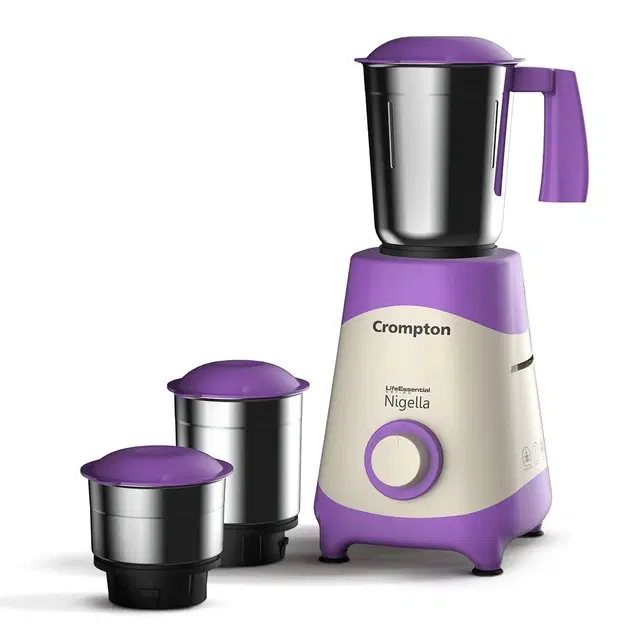 Crompton Nigella 500 Watts Mixer Grinder, ACGM-NIGELLA500W3J Lavender & white, Pack of 1