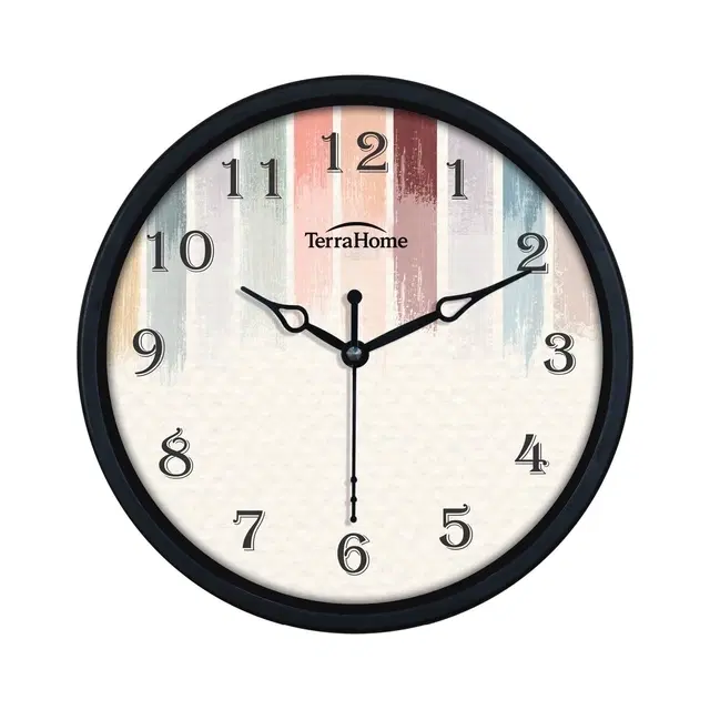 TerraHome Step Paper Dial Mini Wall Clock 8in Printed Stripe Design