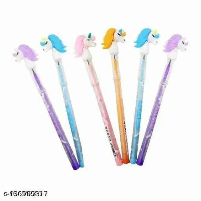 Unicorn Push Pencils, Multicolor, Pack of 6
