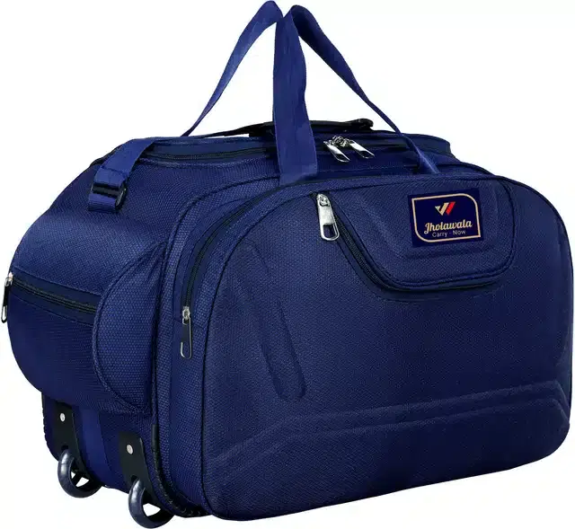 Nylon Traveling Luggage Bag with Wheels, Navy Blue,65 L