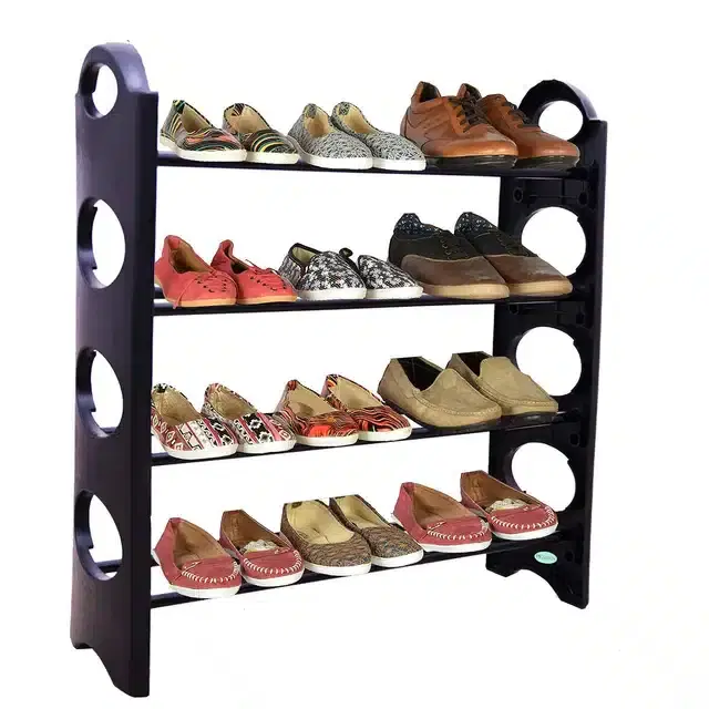 Foldable Shoe Organiser Rack, Pack of 1, Black, RS-82