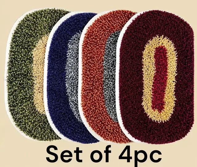 Cotton Doormats, Multicolor,13x20 inch, Pack of 4 for Home