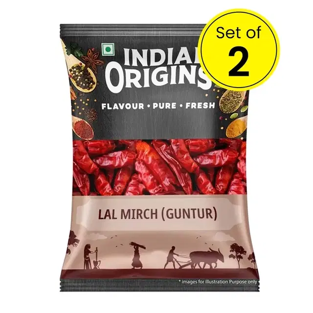 Indian Origins Lal Mirch (Guntur) 2X75 g (Set of 2)
