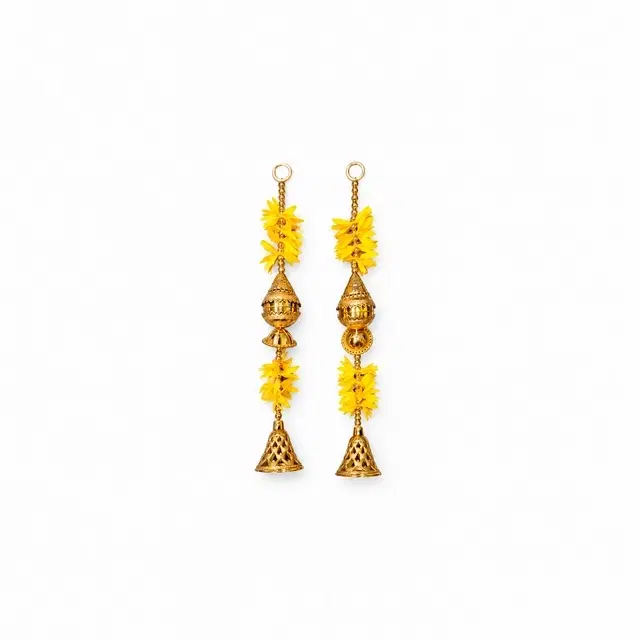 Golden Bell Door Side Hanging Latkan, Set Of 2