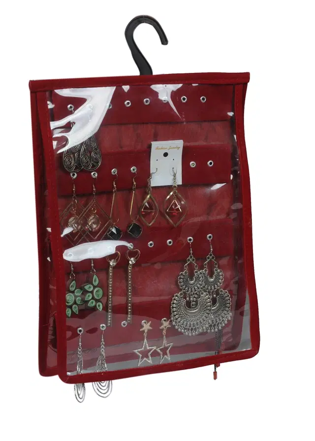Canvas Wall Hanging Accessories Organizer, Red