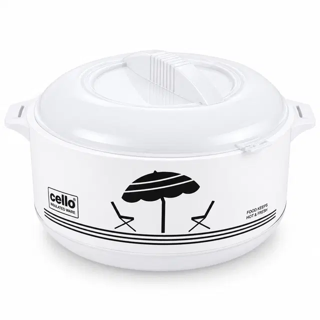 Cello Chef, 2000 ml, White | Insulated Casserole | Keeps Food Hot & Fresh | Sturdy Locking Lid
