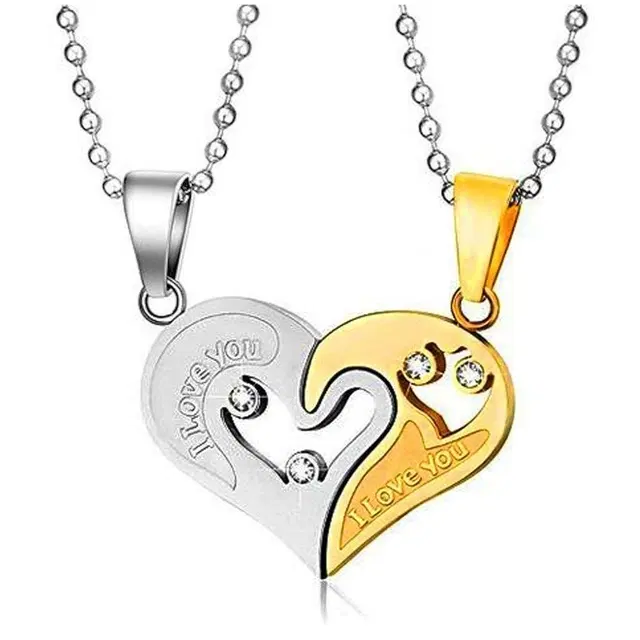 Alloy Broken Heart Love Pendant for Women, Set of 1 (Gold & Silver)