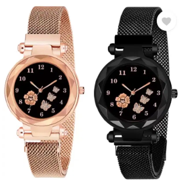 Analog Watch for Women & Girls, Pack of 2 (Multicolor)