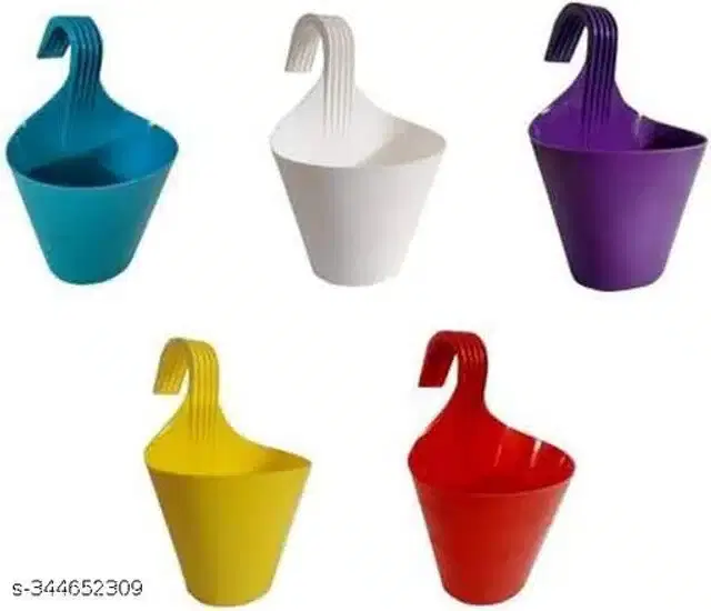 Plastic Hanging Planters, Multicolor, Pack of 5