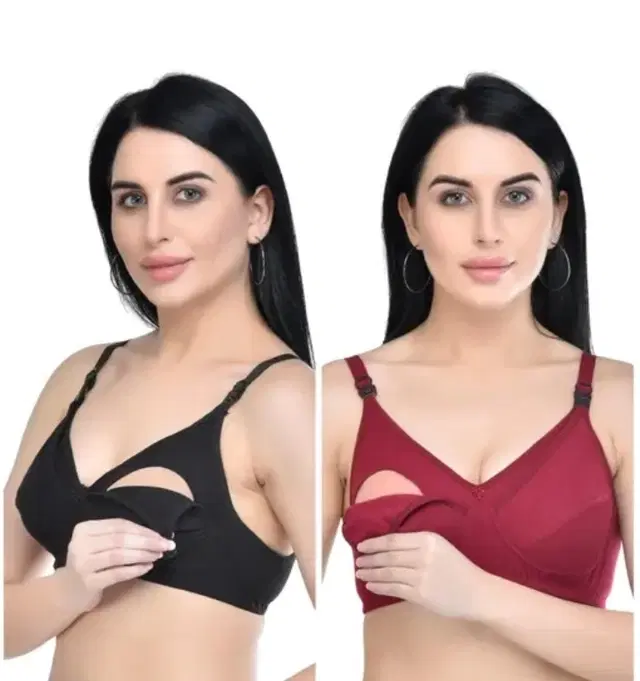 Cotton Solid Bras for Women, Pack of 2 (Multicolor, 44)