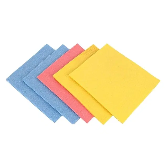 Multipurpose Cleaning Reusable Sponge Wipes, Multicolor, Pack of 5