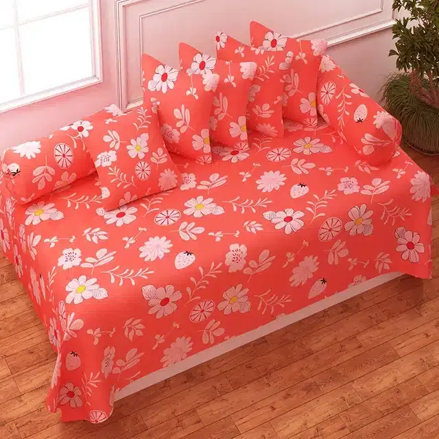 Microfiber Diwan Cover Set, Pink, Pack of 8