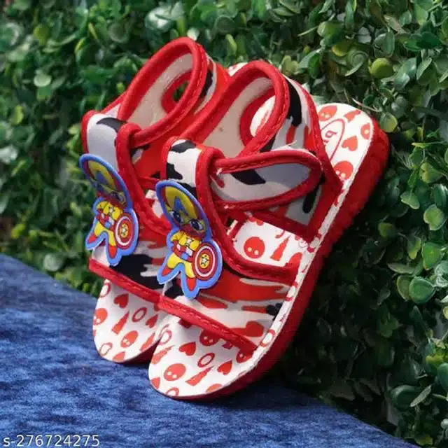 Velcro Sandals for Infants (Red & White, 9-12 Months)