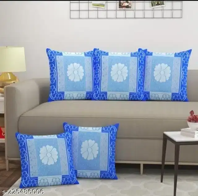 Cushion Covers Set, Blue, 16X16 inches, Pack of 5