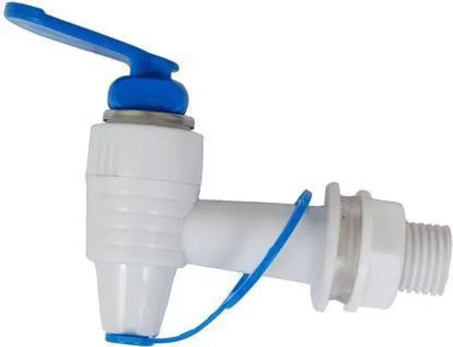 Plastic Short Body Bib Cock Tap with Wall Flange, White, Set of 1