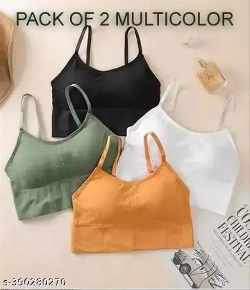 Cotton Blend Sports Bra Women, Multicolour, Pack of 2 (28A)