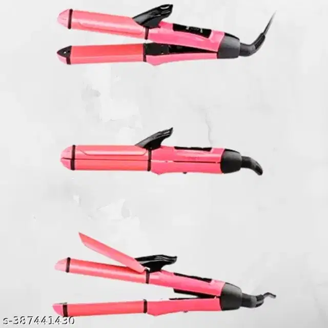 NH-2009 2 in 1 Hair Straightener cum Curler, Pink, 100 W