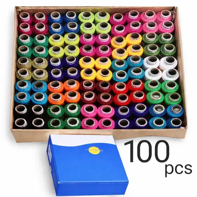 Sewing Thread Roll Box-100 Rolls, Assorted Color Threads