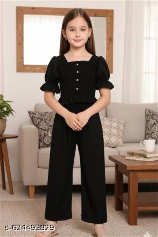 Palazzo Set for Kids (Black, 14-15 Years)