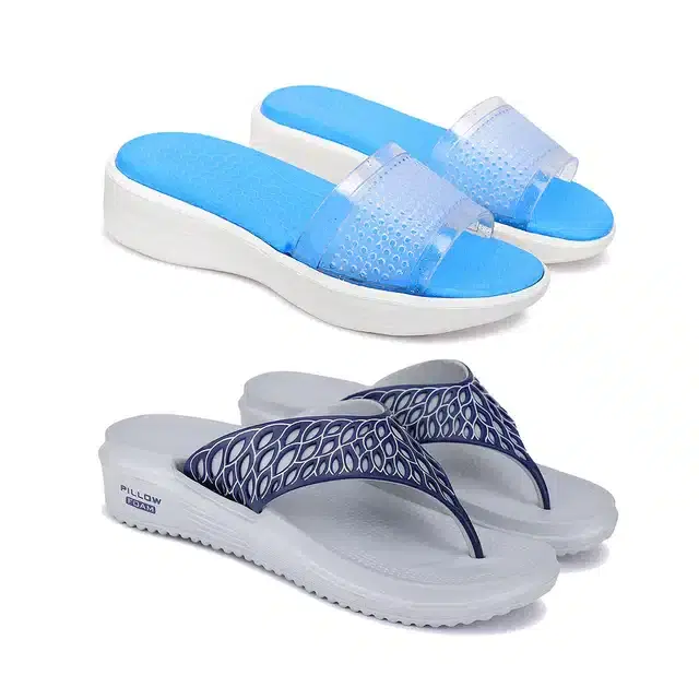 Combo of Sliders & Flip Flops for Women, Pack of 2 (Multicolor, 6)