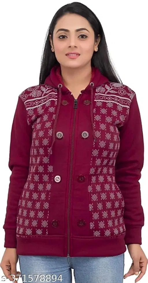 Polyester Sweater for Women (Maroon, M)