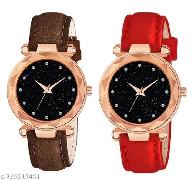 Analog Watch for Women, Pack of 2 (Multicolor)