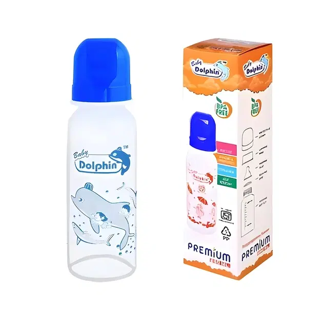 Baby Dolphin Premium Baby Plastic Feeding Bottle 250ml with LSR Nipples, BPA FREE, NON TOXIC,Pack of 1