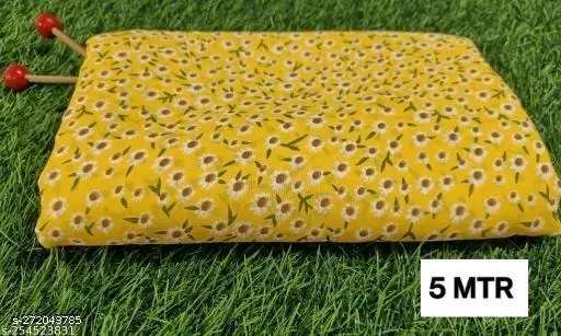 Plain Crepe Kurti Fabric for Women (Yellow, Un Stitched)