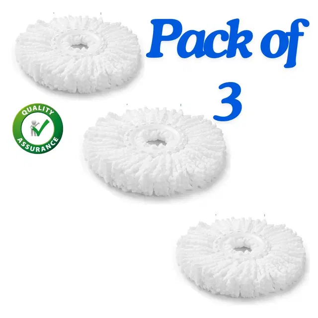 Stainless Steel Spin Mop Refill, White, Pack of 3