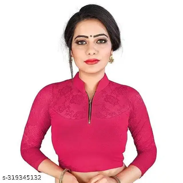 Three-Quarter Sleeves Blouse for Women (Pink, 26)