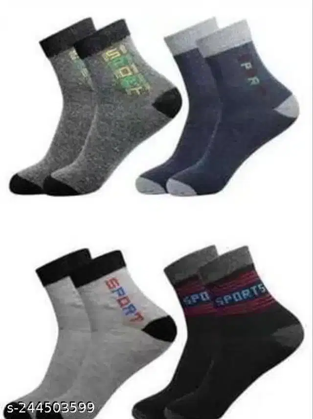 Cotton Blend Socks for Unisex, Pack of 4 (Multicolor)