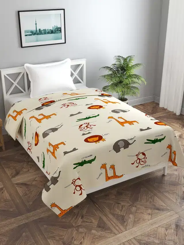 Printed Single Duvet Cover with Zipper, Multicolor, 60x90 Inches