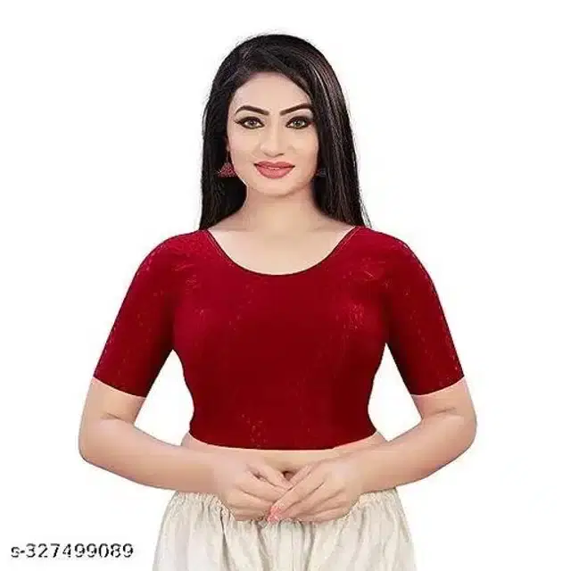 Half Sleeves Blouse for Women (Maroon, 26)