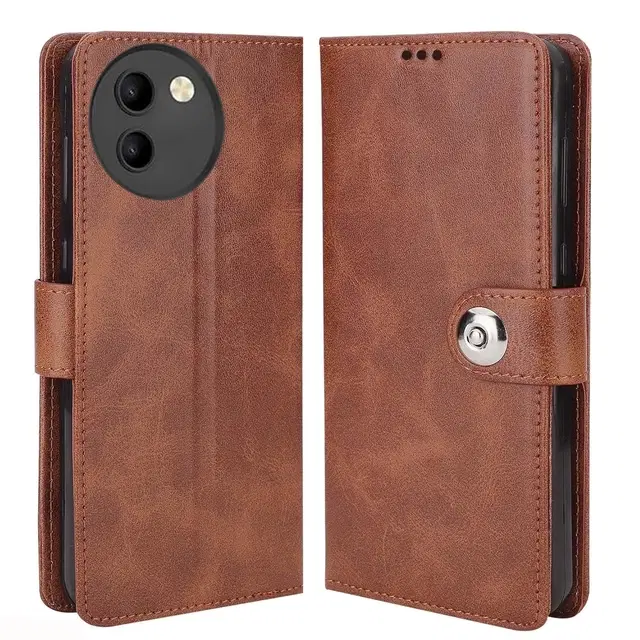 Artificial Leather Mobile Flip Cover for Vivo V30e, Brown