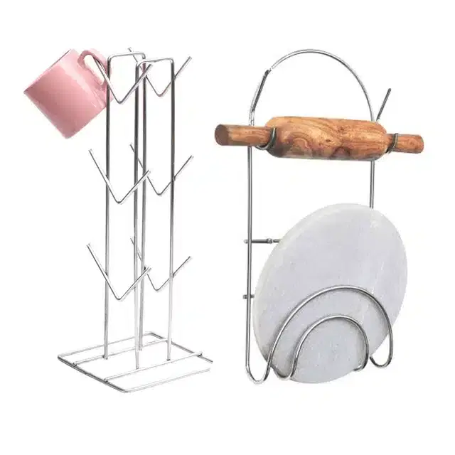 Oc9 Stainless Steel Chakla Belan Stand & Cup Stand For Kitchen, Oc-150