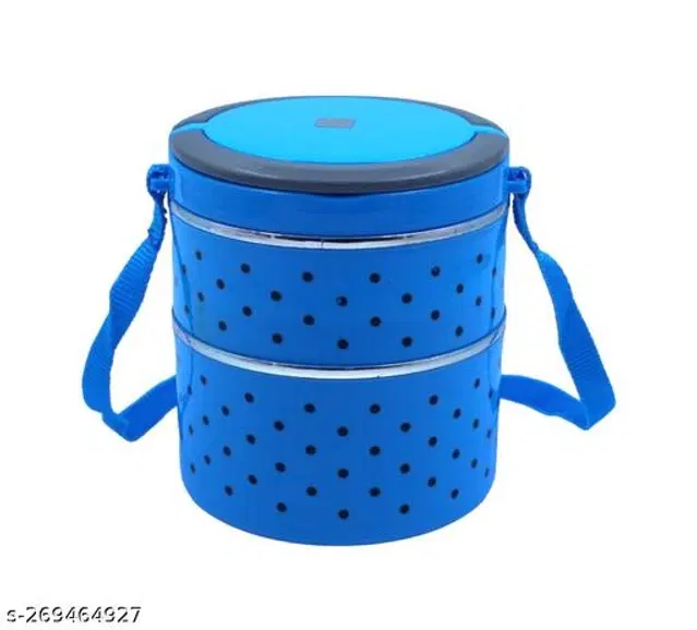 Plastic 2 Layer Lunch Box, Blue