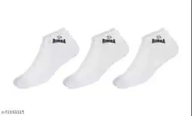 Solid Socks for Men & Women, Set of 3 (White)