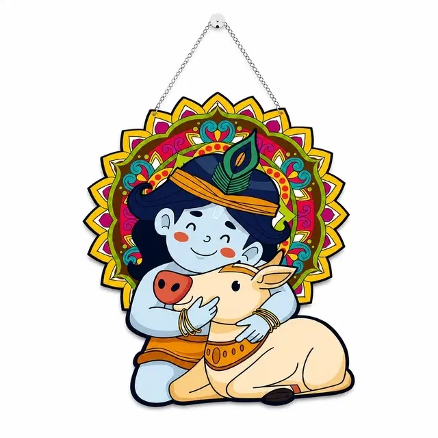 Bal Krishna With Cow Wall And Door Hanging For Home Decoration