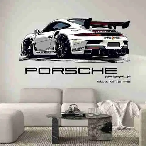 Porche 911 Gt3 Rs Supercar Cool Wall Sticker Car Self Adhesive Sticker