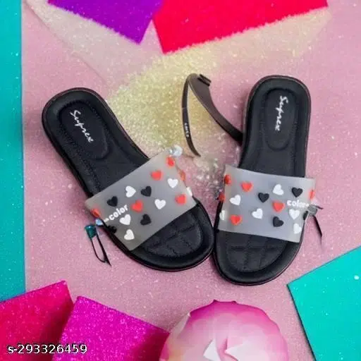 Printed Sliders for Women, Pack of 2 (Navy Blue, L)
