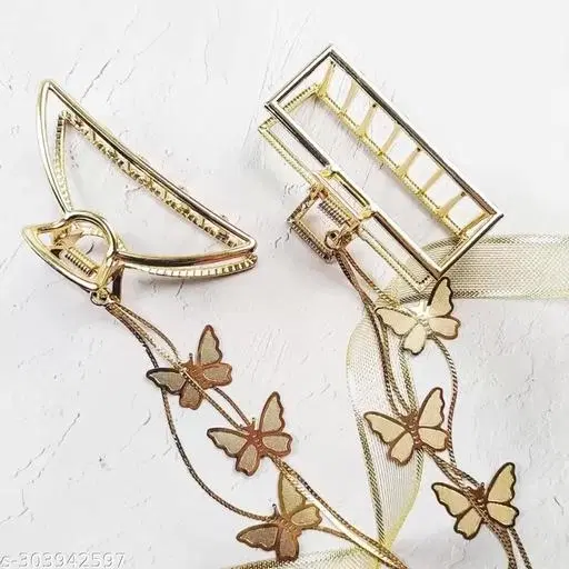 Gold Hair Clips & Hair Pins for Women (Gold, 2 Pcs)