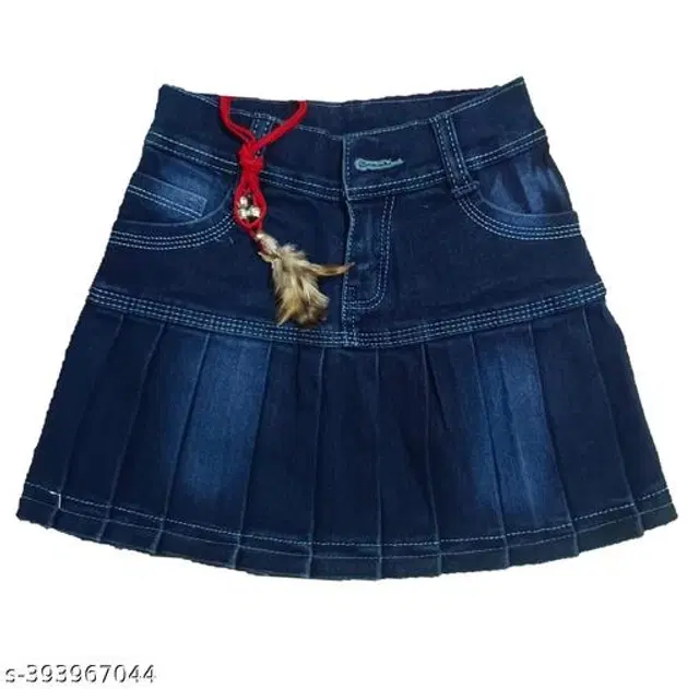 Denim Skirt for Girls (Blue, 0-1 Years)