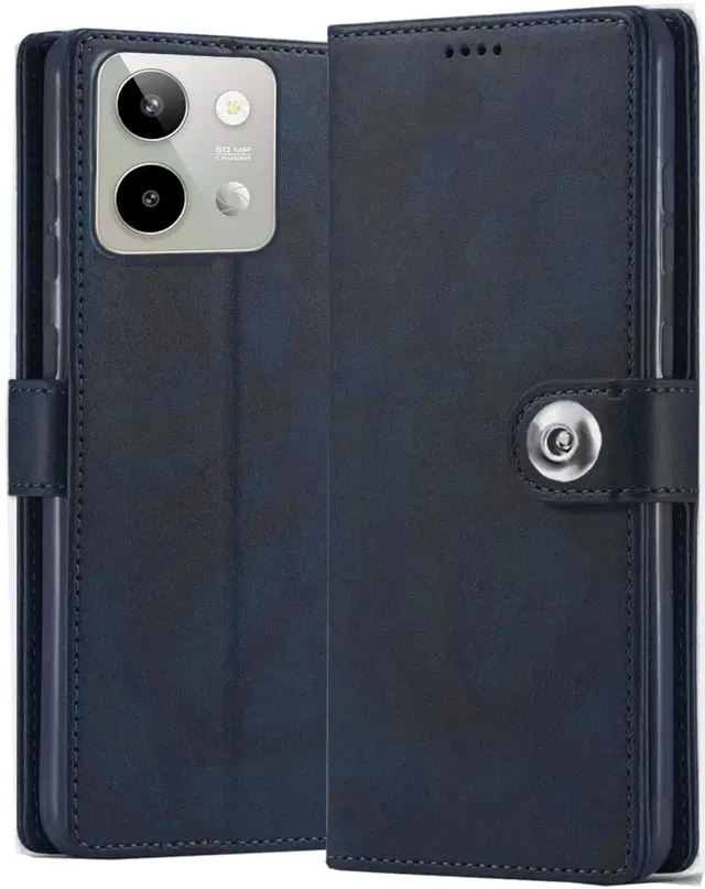 Artificial Leather Mobile Flip Cover for LAVA Storm Lite 5G (Blue)