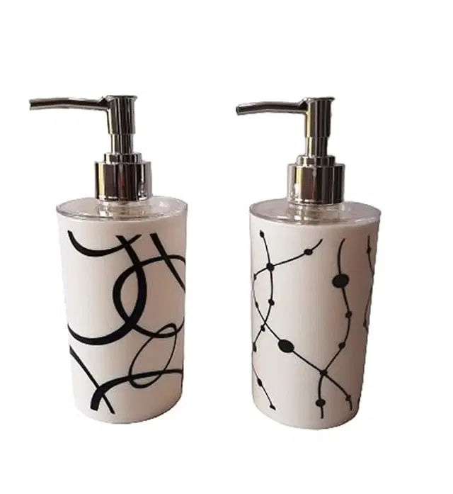 Plastic Long Lasting Liquid Soap Dispenser, White, 350 ml, Pack of 2