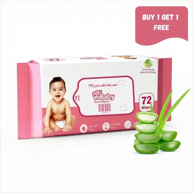 YoBaby Baby Wipes - 2X72 Wipes (Buy 1 Get 1 Free)

